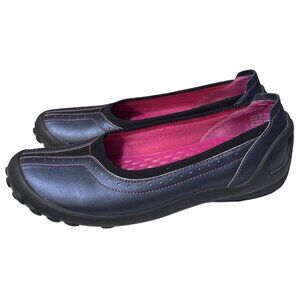 Clarks Privo 9 Leather Slip On Comfort Walking Flats Navy Blue Pink Womens Shoes